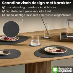 LIND DNA Placemats Nupo - Leer - Dark Brown - Curved - Afwasbaar - 44 x 37 cm - 2 Stuks