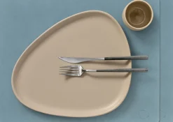 LIND DNA Placemats Nupo - Leer - Lichtblauw - Afwasbaar - 45 x 35 cm - 2 Stuks