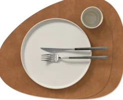 LIND DNA Placemats Nupo - Leer - Nature - Curved - Afwasbaar - 44 x 37 cm - 2 Stuks