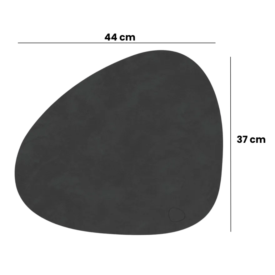 LIND DNA Placemats Nupo - Leer - Sand - Curved - Afwasbaar - 44 x 37 cm - 2 Stuks