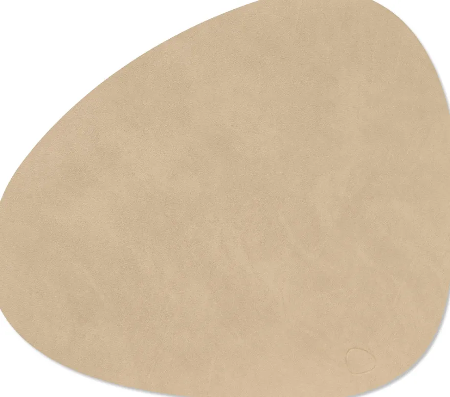 LIND DNA Placemats Nupo - Leer - Sand - Curved - Afwasbaar - 44 x 37 cm - 2 Stuks