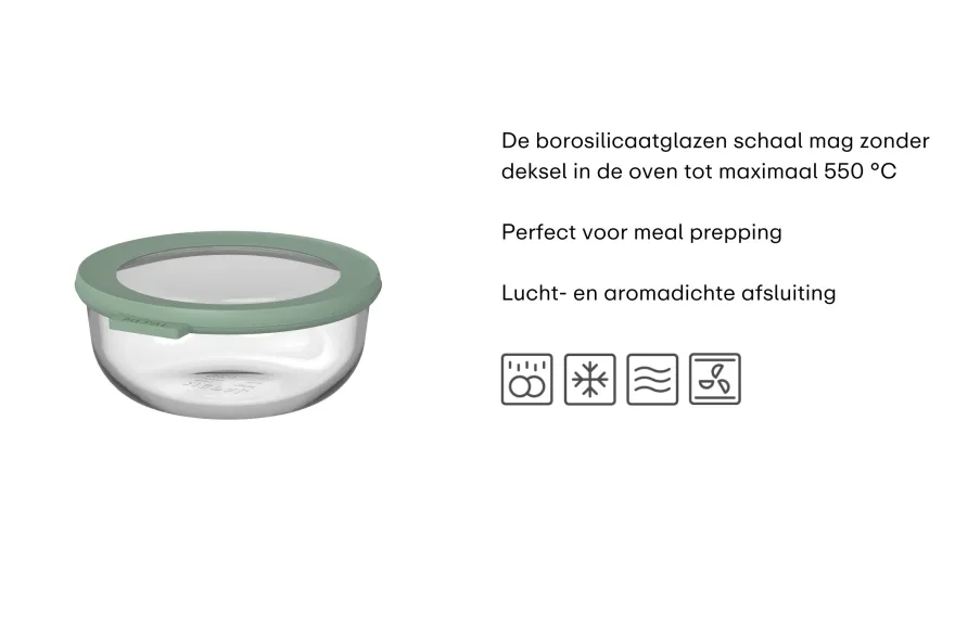 Mepal Glazen Vershoudbakje Cirqula Nordic Sage Rond - 750 ml