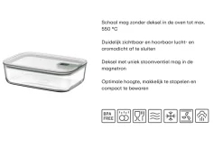 Mepal Ovenschaal / Lasagneschaal met deksel EasyClip Nordic Sage - Glas - 1.5 liter