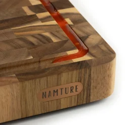 Namture Houten Snijplank Acacia Kopshout M - 28 x 18 cm - Houten Snij- en Bereidingsplank