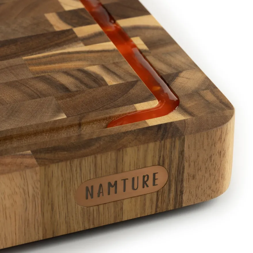 Namture Houten Snijplank Acacia Kopshout M - 28 x 18 cm - Houten Snij- en Bereidingsplank