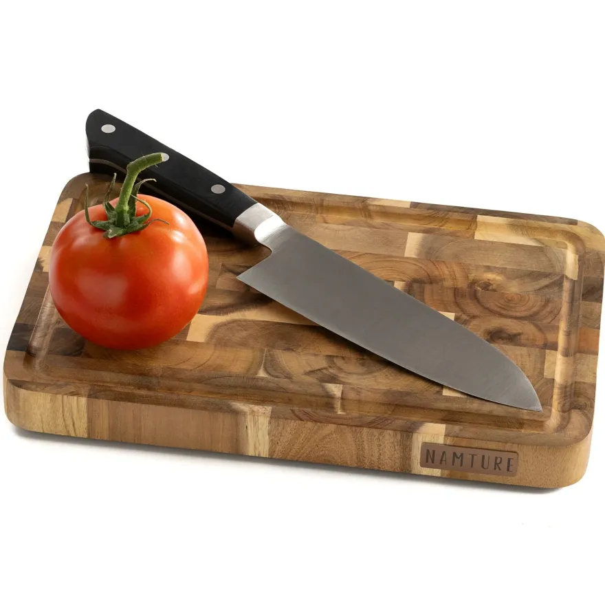 Namture Houten Snijplank Acacia Kopshout M - 28 x 18 cm - Houten Snij- en Bereidingsplank