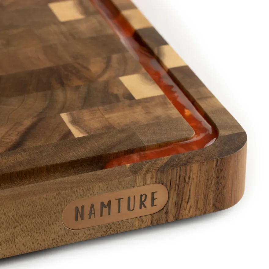 Namture Houten Snijplank Acacia Kopshout XL - 40 x 30 cm - Houten Snij- en Bereidingsplank