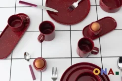 ONA Dinerborden Fika Burgundy ø 25 cm - 4 Stuks