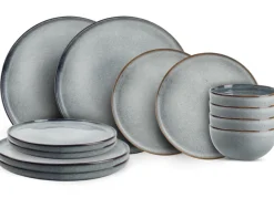 Ona Serviesset Duna Blue 12-delig / 4 personen - 4 dinerborden, 4 ontbijtborden en 4 kommen