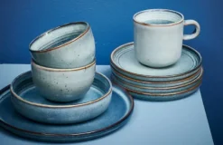 Ona Serviesset Duna Blue 12-delig / 4 personen - 4 dinerborden, 4 ontbijtborden en 4 kommen