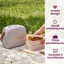 Polarbox Mini Koelbox / Coolerbag met 2 Lunchboxen - Pearl-Gold - 6 Liter