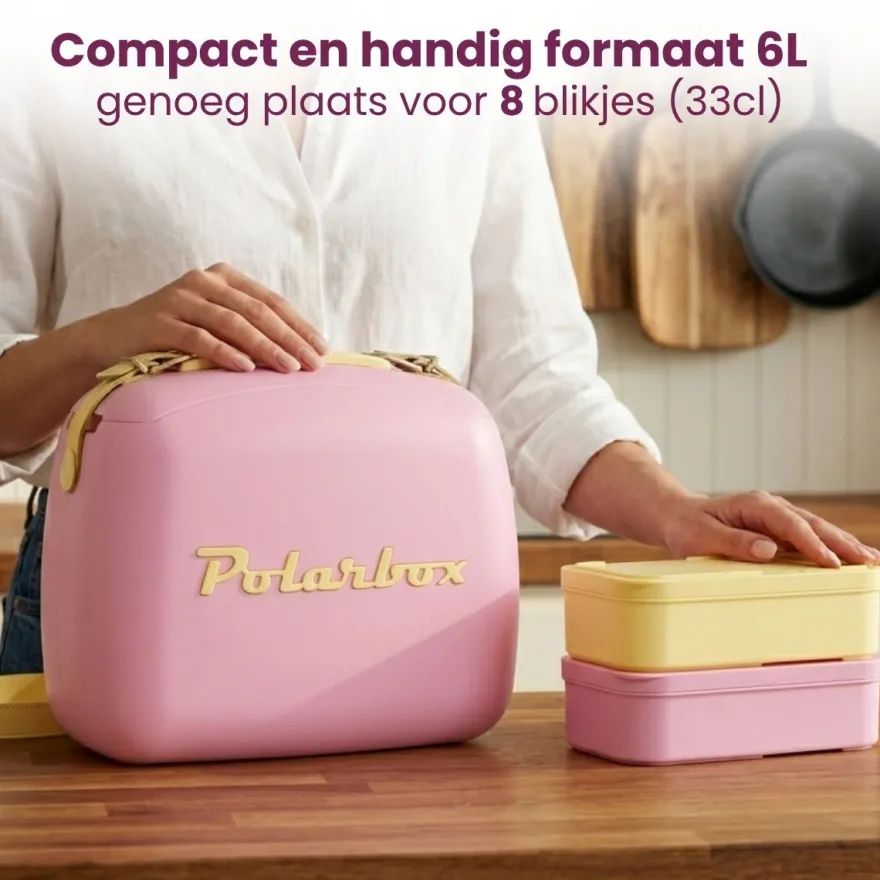 Polarbox Mini Koelbox / Coolerbag met 2 Lunchboxen - Bubblegum-Yellow - 6 Liter