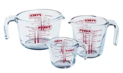 Pyrex Glazen Maatbeker Set Iconics' 3-Delig - 250 ml, 500 ml & 1 Liter