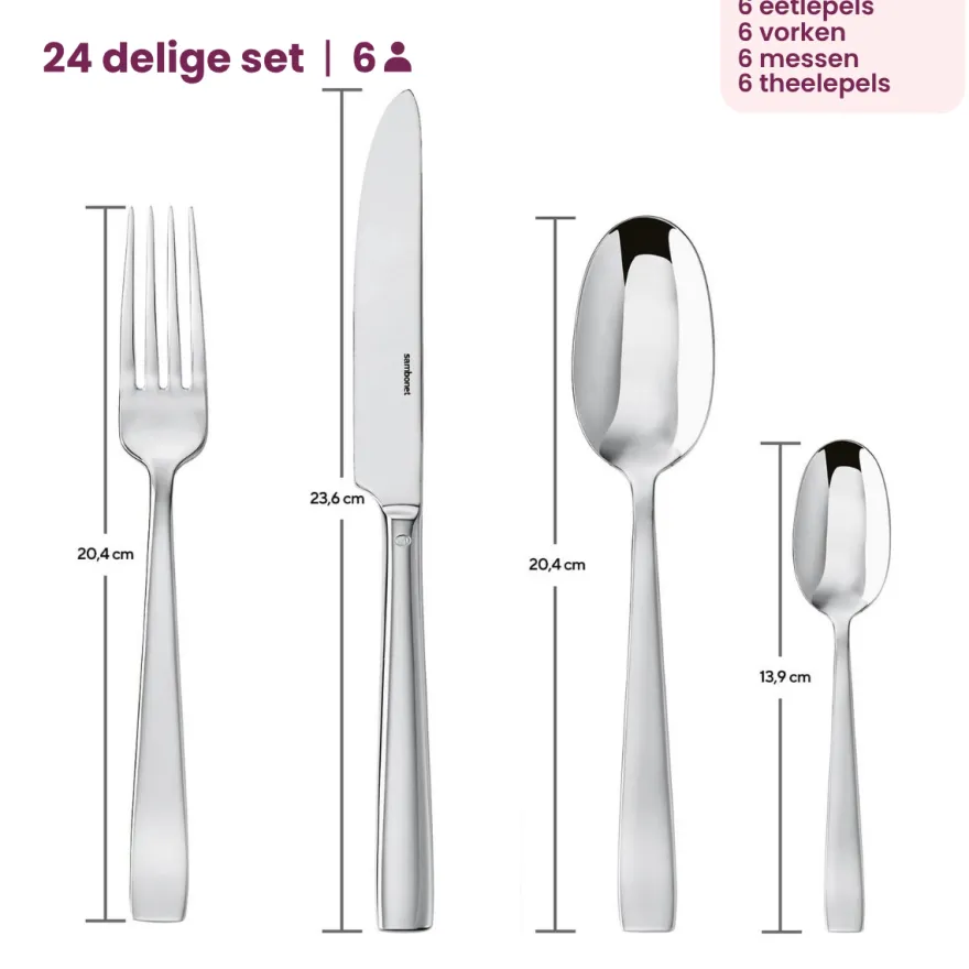 Sambonet Bestekset Flat - Champagne - 24 delig / 6 personen