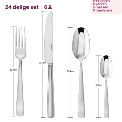 Sambonet Bestekset Flat - Zwart - 24 delig / 6 personen