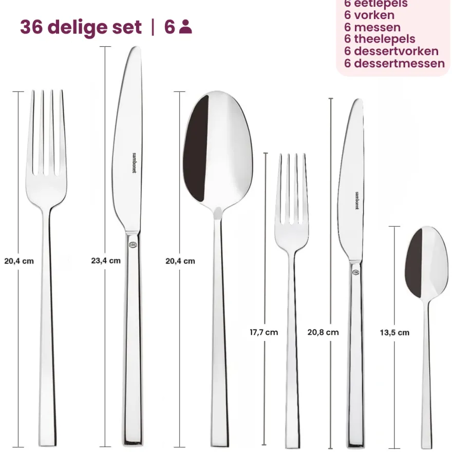 Sambonet Bestekset Rock - RVS - 36 delig / 6 personen