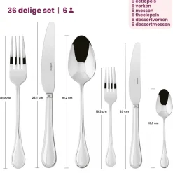 Sambonet Bestekset Royal - RVS - 36 delig / 6 personen