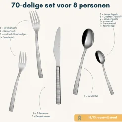 Sola Bestekset Bali - 18/10 RVS - 70 delig / 8 personen