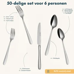 Sola Bestekset Fleurie - 18/10 RVS - 50 delig / 6 personen