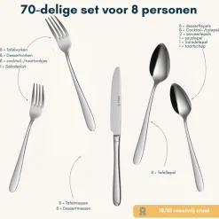Sola Bestekset Fleurie - 18/10 RVS - 70 delig / 8 personen