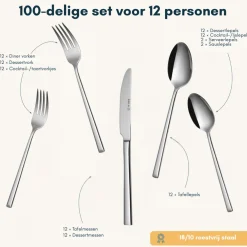 Sola Bestekset Luxor - 18/10 RVS - 100 delig / 12 personen