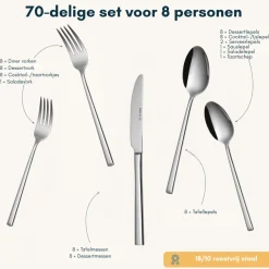 Sola Bestekset Luxor - 18/10 RVS - 70 delig / 8 personen
