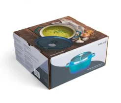 Sola Braadpan met deksel - Blauw - ø 24 cm / 3.5 Liter - geëmailleerde anti-aanbaklaag