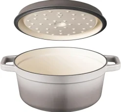 Sola Braadpan met deksel Gietijzer - Grijs - ø 24 cm / 3.2 Liter - geëmailleerde anti-aanbaklaag