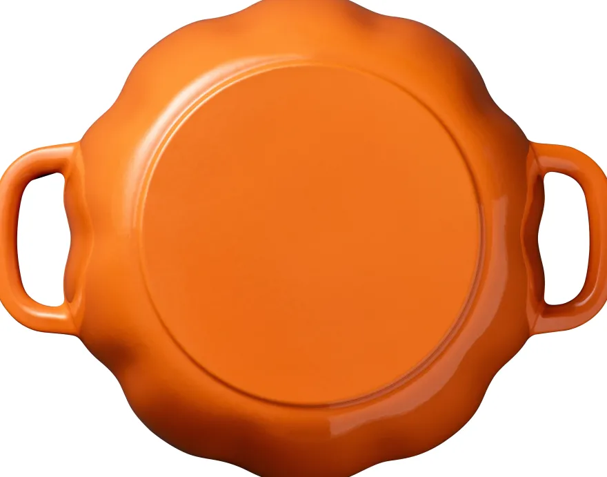 Sola Braadpan Pompoen Oranje - Gietijzer - ø 24 cm / 2.8 Liter - geëmailleerde anti-aanbaklaag