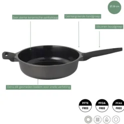 Sola Hapjespan / Sauteerpan met deksel Ceramic Deluxe ø 28 cm - keramische anti-aanbaklaag