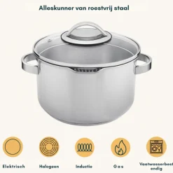 Sola Pannenset Diamond 5-Delig RVS - Downdraft geschikt - Kookpan ø 16, 18, 20, 24 cm & Steelpan ø 16 cm - geschikt voor alle warmtebronnen