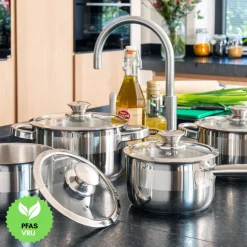 Sola Pannenset Furore 4-Delig RVS Kookpan ø 16, 18, 20 cm & Steelpan ø 16 cm - geschikt voor alle warmtebronnen