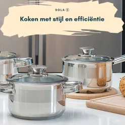 Sola Pannenset Furore 4-Delig RVS Kookpan ø 16, 18, 20 cm & Steelpan ø 16 cm - geschikt voor alle warmtebronnen