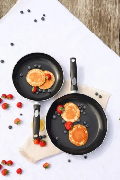 Sola Pannenset Pearl 6-Delig RVS - Downdraft geschikt - Kookpan ø 16, 18, 20 cm & Steelpan ø 16 cm + BEKA Koekenpan 24, 28 cm - geschikt voor alle warmtebronnen