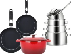 Sola Pannenset Pearl 7-Delig RVS - Inductie geschikt - Kookpan ø 16, 18, 20 cm & Steelpan ø 16 cm + Koekenpan ø 24, 28 cm + Braadpan ø 24 cm