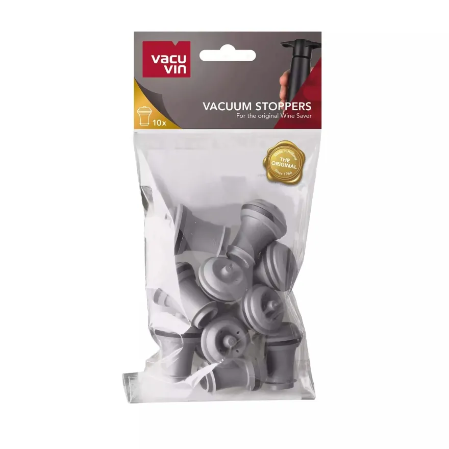 Vacu Vin Wijnstopper Vacuum Wine Stopper - Grijs - 10 stuks