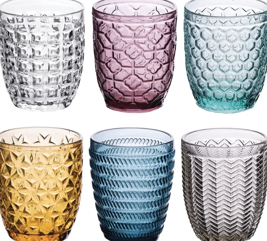 Villa d'Este Home Waterglazen Geometrie Multicolor - 300 ml - 6 stuks