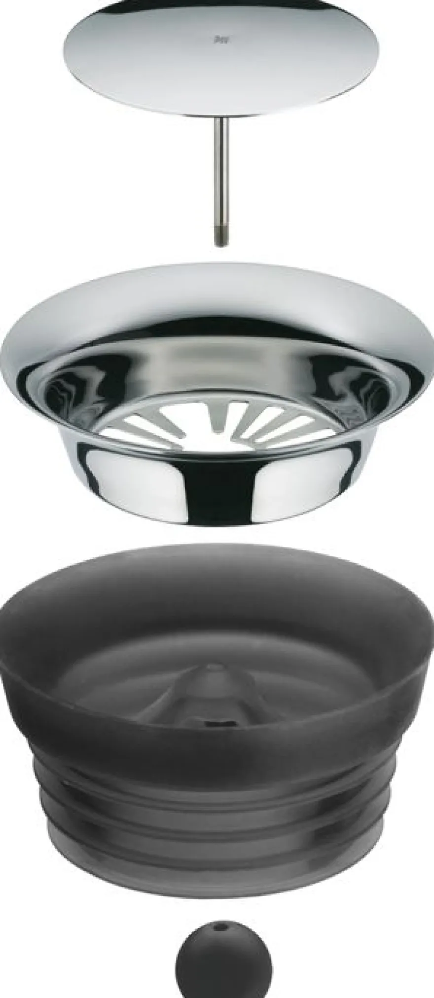 WMF Karaf / Waterkaraf - Basic - Drupvrij - Incl. Fruitfilter - Zwart / Zilver - 1.5 liter