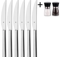 WMF Steakmessen Nuova - 6 stuks - Inclusief GRATIS Cookinglife Peper- en Zoutmolenset
