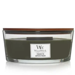 WoodWick Geurkaars Ellipse Frasier Fir - 9 cm / 19 cm - Geurkaars in Glas - Houten Lont