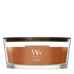 WoodWick Geurkaars Ellipse Saffron Smoke - 9 cm / 19 cm - Geurkaars in Glas - Houten Lont