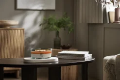WoodWick Geurkaars Ellipse Trilogy Vanilla Embers - 9 cm / 19 cm - Geurkaars in Glas - Houten Lont
