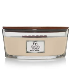 WoodWick Geurkaars Ellipse Vanilla Bean - 9 cm / 19 cm - Geurkaars in Glas - Houten Lont