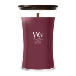 WoodWick Geurkaars Large Dark Cherry - 18 cm / ø 10 cm - Geurkaars in Glas - Houten Lont