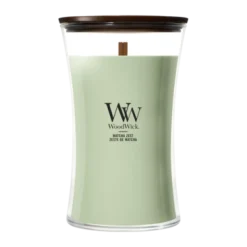 WoodWick Geurkaars Large Matcha Zest - 18 cm / ø 10 cm - Geurkaars in Glas - Houten Lont