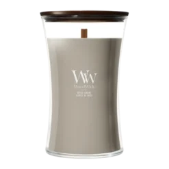 WoodWick Geurkaars Large Wood Smoke - 18 cm / ø 10 cm - Geurkaars in Glas - Houten Lont