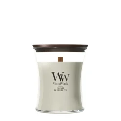 WoodWick Geurkaars Medium Fireside - 11 cm / ø 10 cm - Geurkaars in Glas - Houten Lont