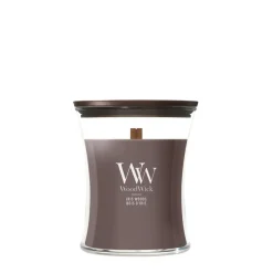 WoodWick Geurkaars Medium Iris Woods - 11 cm / ø 10 cm - Geurkaars in Glas - Houten Lont