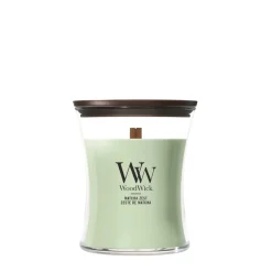 WoodWick Geurkaars Medium Matcha Zest - 11 cm / ø 10 cm - Geurkaars in Glas - Houten Lont