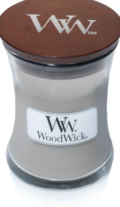 WoodWick Geurkaars Mini Fireside - 8 cm / ø 7 cm - Geurkaars in Glas - Houten Lont